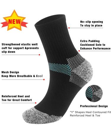Iseasoo Compression Socks for Women & Men - Plantar Fasciitis Support Crew Socks - Athletic Running - 4 Pack - Large/X-Large - Black - Buy Online on GoSupps.com