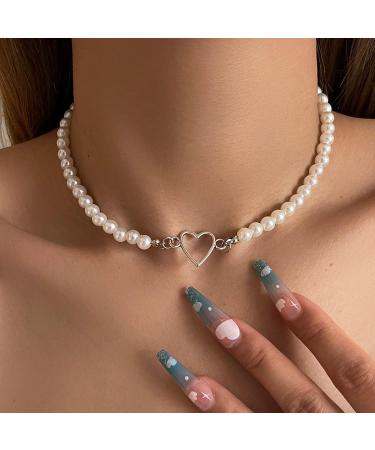 Oralgos Elegant Heart Necklace - Delicate Love & Pearl Charm Jewelry for Every Occasion - Fashionable Silver Necklace - Buy Online on GoSupps.com