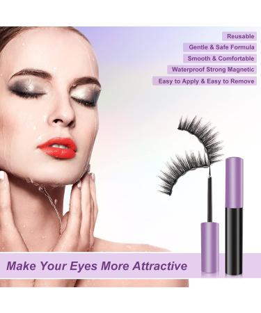 Reusable Magnetic Eyelashes Kit with Eyeliner - Natural Look, Soft & Easy to Apply | 10 Pairs of Magnetic Lashes, 2 Tubes of Magnetic Eyeliner, and Tweezers - Buy Online on GoSupps.com