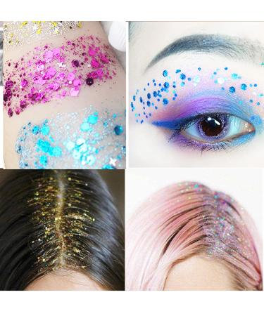 GL-Turelifes 30ml Green Sequins Chunky Glitter Liquid Eyeshadow for Face, Hair, Nails - Long Lasting & Easy to Apply/Remove - Festival Makeup Gel - Buy Online on GoSupps.com