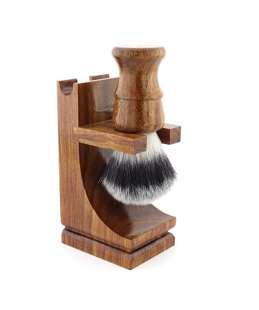 Premium Shaving Razor & Brush Stand - Walnut Finish | Universal Holder - Buy Online on GoSupps.com
