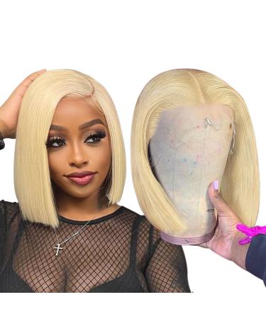 Dorosy Hair Transparent Lace Blonde Bob Wig Human Hair 13x4 613 Lace Front Wig Human Hair Wigs for Black Women Short Bob Wig Pre Plucked with Baby Hair(8 inch) Blonde 8 Inch