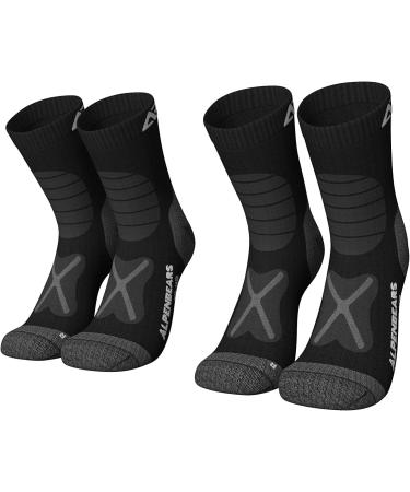 Alps Bears Merino Wool Hiking Socks - Professional Trekking Socks for Men Women & Kids - Warm & Durable - 2 & 3 Pair Options Available - Size 43-48 - Black - Buy Online on GoSupps.com