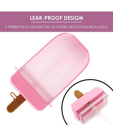 Popsicle Water Bottle with Strap | BPA Free Clear Juice Cup | Leakproof 300ML (Pink) | Dishwasher Safe | Suitable for Adults and Kids - Buy Online on GoSupps.com