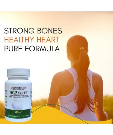Bricker Labs K2 Elite Vitamin K2 MK-7 Supplement 160mcg Supports Bone & Heart Health Calcium Absorption & Circulation Non-GMO 60 Capsules - Buy Online on GoSupps.com