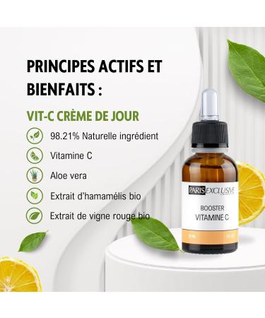 Paris Exclusive Cosmetics Booster Vitamin C - 20% vitamin C serum in solution - restores radiance and fades pigment spots - All skin types - 30ml - Buy Online on GoSupps.com