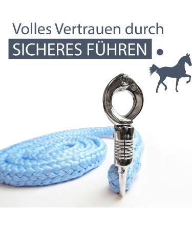 Panic Hook Lead Rope for Horses, Ponies, Shetland Ponies, and Donkeys - Stylish Design, 1.60m Length (Light Blue) - Buy Online on GoSupps.com