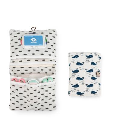 AVH Enterprise diaper bag for boys and girls on the go - organizer 2 in 1 - small diaper bag with lots of space (whale)