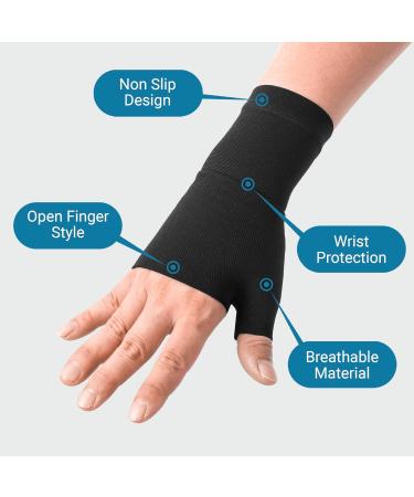 360 RELIEF Wrist and Thumb Support for Arthritis and Joint Pain - 1 Pair Medium Black with Mesh Laundry Bag - Buy Online on GoSupps.com