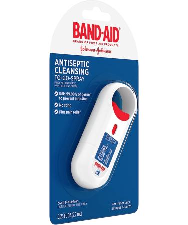 Band-Aid Brand Antiseptic Cleansing Spray | Pain Relief & Germ-Killing | Benzalkonium Cl & Pramoxine HCl | 0.26 fl oz - Buy Online on GoSupps.com