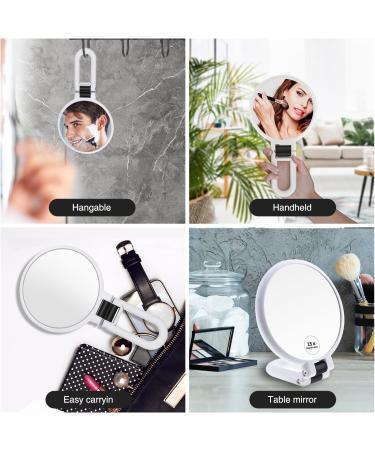 AUIAU 15x Magnifying Handheld Mirror with Handle | Double Sided Portable Travel Makeup Mirror - White - Buy Online on GoSupps.com