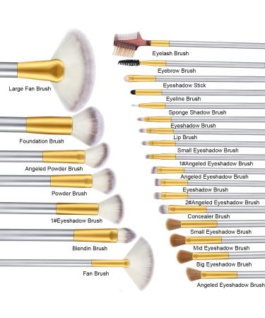 VANDER LIFE 24pcs Premium Makeup Brush Set with Travel Bag - Champagne | Cruelty-Free Synthetic Fiber Bristles for Foundation, Blush, Concealer, Eye Shadow - 25 Piece Set - Buy Online on GoSupps.com