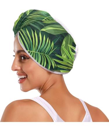 Tropical Green Palm Leaf Hair Towel 2 Pack - Super Absorbent Quick Dry Hair Turbans for Women & Girls | Stylish & Functional Hair Drying Solution - Buy Online on GoSupps.com