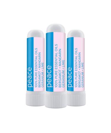 MOX Peace Nasal Inhaler, Calming Essential Oil Blend, Tension Relief, Helps Relaxation and Meditation, Soothing Fragrance, Bergamot, Mandarin, Geranium, Lime, Made in USA (3 Pack)