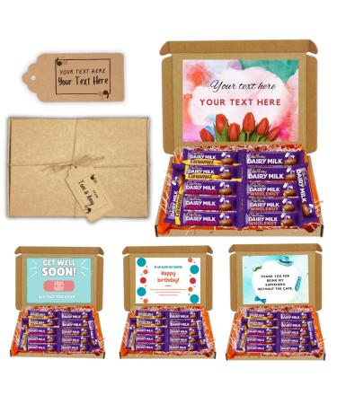 Personalised Cadbury Dairy Milk chocolates hamper gift for everyone for all occasions in unique presentation - Birthday anniversary get well thank you gift - comes with your own meaningful message