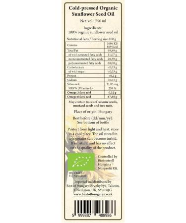 Organic Sunflower Oil 750ml - Cold Pressed All-Purpose Cooking Oil - Great Taste Award Winner - Buy Online on GoSupps.com