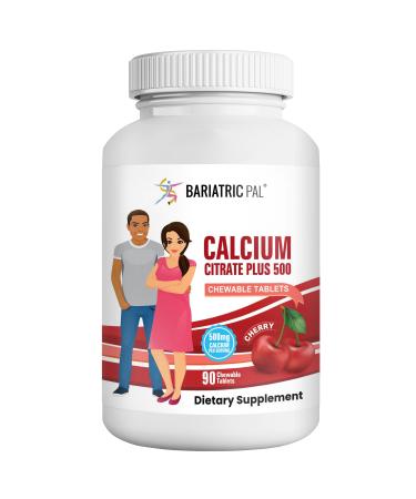 BariatricPal Calcium Citrate 500mg Chewable Tablets - Cherry (30-Day Supply) 90 Count (Pack of 1)