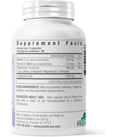 Provita Magnesium L-Threonate Supplement | Cognitive Support & Brain Electrolyte Balance | High Absorption Magnesium for Memory Focus & Brain Health | Vegan Capsules | 50mg Elemental Magnesium - Buy Online on GoSupps.com