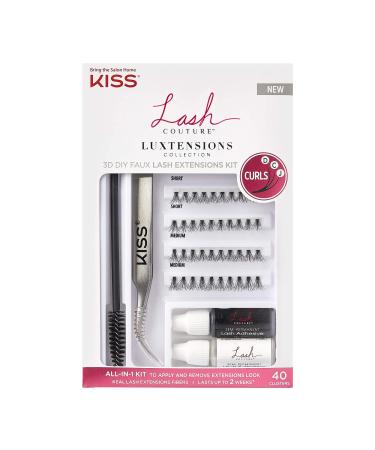 KISS Lash Couture LuXtensions Collection 3D DIY Faux Lash Extensions Kit, with Semi-Permanent Lash Adhesive, Adhesive Remover, Precision Tweezer, Spoolie Mascara Wand, and 40 Lash Clusters - Buy Online on GoSupps.com