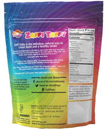 Zollipops Zaffi Taffy Clean Teeth Taffy Delicious Fruit Flavors 3.0 oz - Buy Online on GoSupps.com