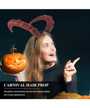 minkissy Demon Horn Headband Devil Headband Devil Horn Hair Hoop Carnival Headdress Prop Devil Cosplay Costume Dark Red - Buy Online on GoSupps.com