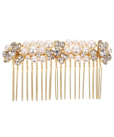 DOITOOL Alloy Rhinestone Hair Comb Rhinestone Hair Accessories Wedding Hair Clips Rhinestone Headpiece Gold Wedding Hair Accessories Gold Headpiece Tiara Bride Rhinestones Bow Tie Crystal