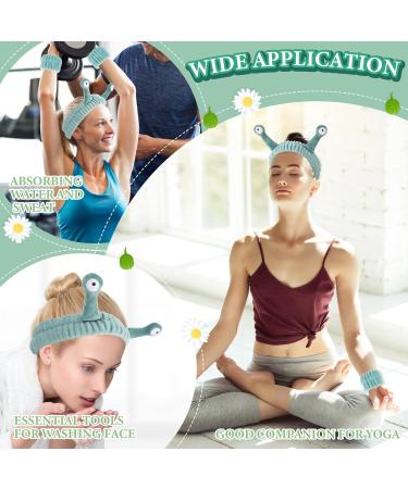 WLLHYF Spa Headband Face Wash Wristband Set Makeup Head Band Snail Coral Fleece Hair Band Skincare Hairband Elastic Creative Cartoon Head Wraps Cute Hair Accessories for Women Girls (Green) - Buy Online on GoSupps.com