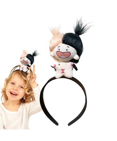 Plush Doll Hairhoops Plush Cartoon Doll Hairband Cute Hairhoops for Styling Makeup Fashion Plush Doll Hairband for Girls Kids Gemini