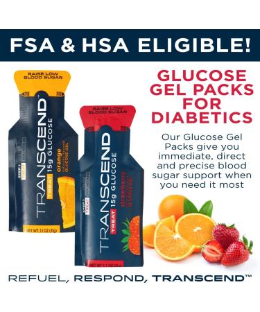 Transcend Glucose Gel Packs - Strawberry & Orange Flavors - 100 Pack (1.1oz Each) | FSA/HSA Eligible | Made in USA | Blood Sugar Support for Diabetics - Buy Online on GoSupps.com