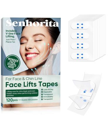 Senhorita Face Lift Tape 120Pcs Instant Face Lift Tape Invisible Face Tape Lifting Hide Double Chin and Wrinkles Lifting Saggy Skin