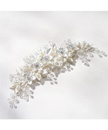 SWEETV Rhinestone Bride Wedding Hair Comb with Pearl Bridal Hair Piece - Handmade Crystal Hair Clip for Women and Girls in Silver - Buy Online on GoSupps.com