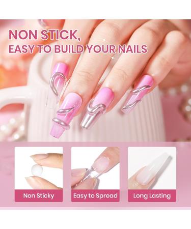  SUPWEE Solid 3D Gel Nail Extension Kit with Chrome Powder - Pearly Pink White - Self-Adhesive Sculpting - For DIY 3D Nail Art - Home Use - 14g - Buy Online on GoSupps.com