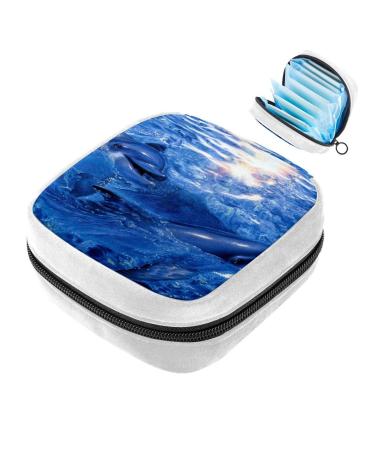 GIAPB Sanitary Napkin Storage Bag Period Bag Tampon Bag Makeup Bag Pad Pouch Blue Dolphin Color1897