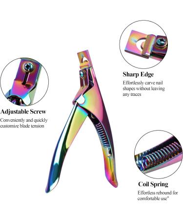 Shop Rainbow Acrylic Nail Clippers - Adjustable Stainless Steel Trimmer with Magnetic Sizer for Precision Nail Art & Manicure Tools | International Shipping Available - Buy Online on GoSupps.com