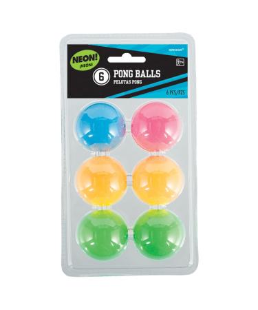 Neon Color Pong Balls - 1 1/2", 6 Pcs