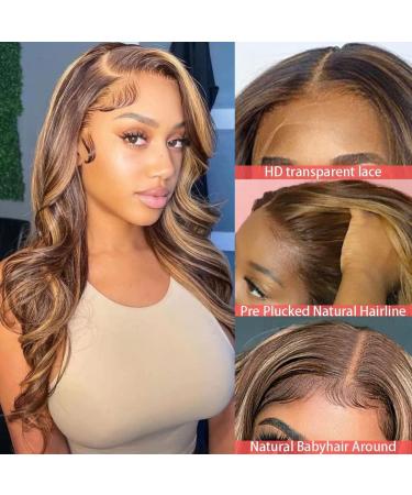 24 Inch Ombre Honey Blonde Body Wave Lace Front Wig Human Hair - 150% Density, Pre Plucked with Baby Hair - Five Gifts Included - Buy Online on GoSupps.com