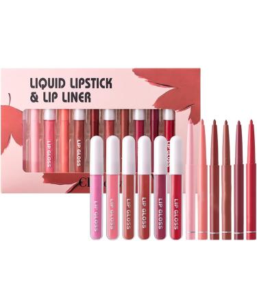  ycezw Lipstick set with lip liner lip pencil and lipstick lip pencil waterproof lip set matte lip pencil 6 lip pencils + 6 - Buy Online on GoSupps.com