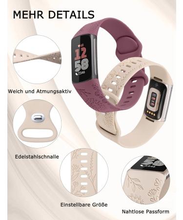 Shop Toyouths 3-Piece Dandelion Flower Silicone Bracelet for Fitbit Charge 6 & 5 - Cute Soft Sports Accessories in Polar Star Milk Tea & Smoke Violet - Buy Online on GoSupps.com