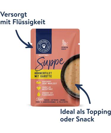 Pets Deli Soup Snack for Cats - Chicken Fillet & Carrot Gluten-Free & Sugar-Free 12 x 40g - International Shipping Available - Buy Online on GoSupps.com