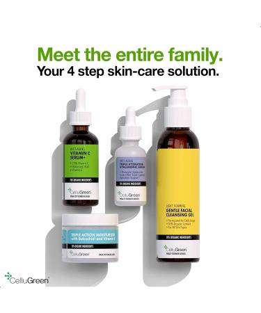 NEW! CelluGreen Vitamin C Serum For Face Hyaluronic Acid + Vitamin E. Organic Face Care Facial Serum w Deep Hydration. Made in Canada. Vegan 60ml / 2oz 60 ml (Pack of 1) - Buy Online on GoSupps.com