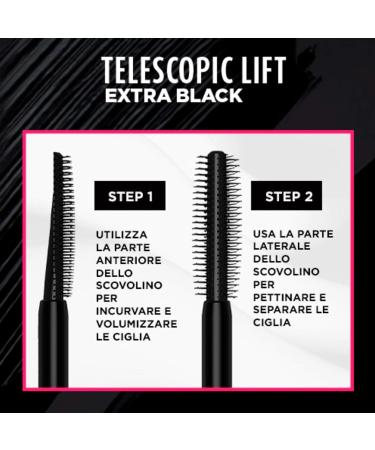  L'Oreal Paris L'Or al Paris Telescopic Lift Mascara 36 Hour Volumising Curled Lash Effect Lump-free Formula with Ceramic Extra Black Colour - 4 Cosmetics - Buy Online on GoSupps.com