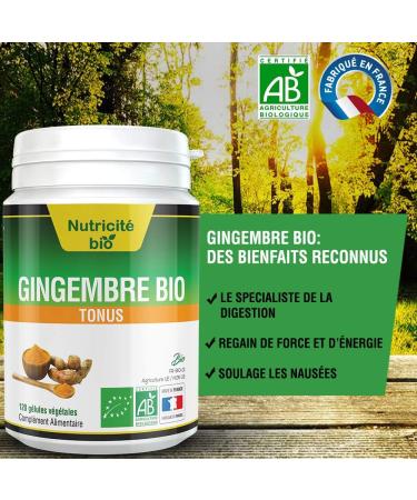 Nutricit -Bio - Gingembre Bio - 120 G lules V g tales - Renforce Immunit & Energie - Anti-Inflammatoire Naturel pour Digestion et Articulations - Fabriqu in France Vegan - Buy Online on GoSupps.com