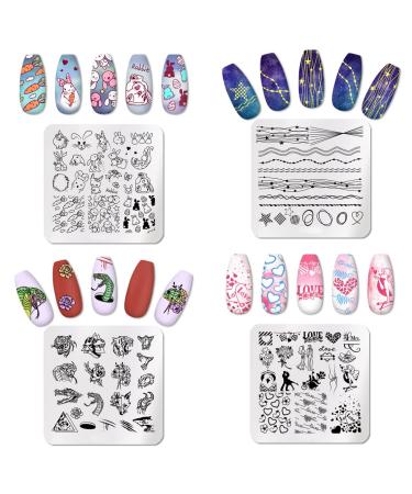 Buy Set F20 Nail Art Stamping Plates - 3pcs Square with Silicone Stamp & Scraper | International Shipping Available - Buy Online on GoSupps.com