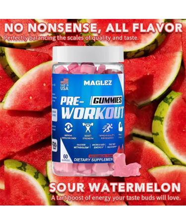 Maglez Pre Workout Gummies for Men & Women PreWorkout Gummy with Beta Alanine | Organic Caffeine | Chromium Picolinate | Gluten free Vegan increased energy faster metabolism & recovery (60 gummy) - Buy Online on GoSupps.com