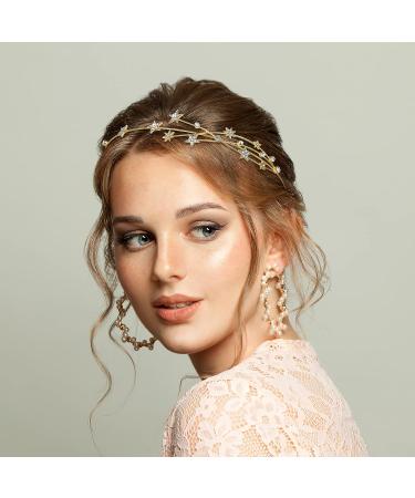 FRCOLOR Alloy Rhinestone Star Headband - Crystal Tiara Headband for Girls and Women in Golden - Buy Online on GoSupps.com