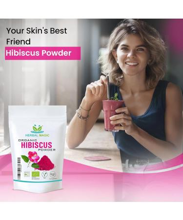 Herbal Magic's Organic Pink Hibiscus Powder - Whole Flower - Natural Face Skin Hair Mask Sparkle your smoothies shakes baking -OF&G UK Organic Certified - Pack 2 1 count (Pack of 2) - Buy Online on GoSupps.com