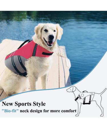 Vivaglory Sportstil Fluid Dog Life Jacket - Adjustable Durable Safe Buoyancy for Large Dogs (Neon Pink L: 66-79 cm) - Buy Online on GoSupps.com