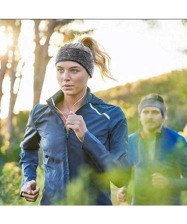 Savita 2 Pack Ear Warmers Headband - Moisture Wicking Thermal Sport Headbands for Winter - Gray and Dark Blue - Unisex - Buy Online on GoSupps.com