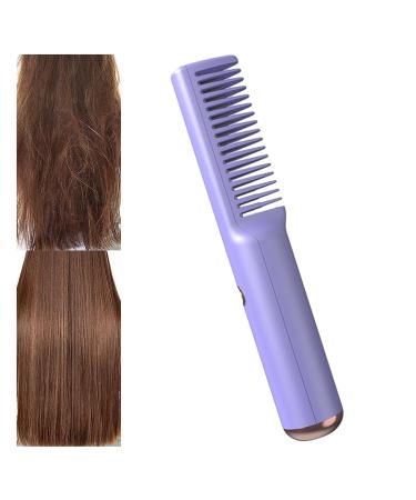 Milageto Cordless Hair Straightener USB Charging Anti-Scald Electric Hot Comb for Travel | Dual Purpose Heated Comb - Violet - Buy Online on GoSupps.com