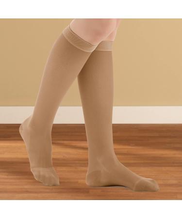 Collections Etc Knee High Compression Stockings, Moderate 15-20 mmHg, Closed Toe, Beige Large - Made in USA - Buy Online on GoSupps.com